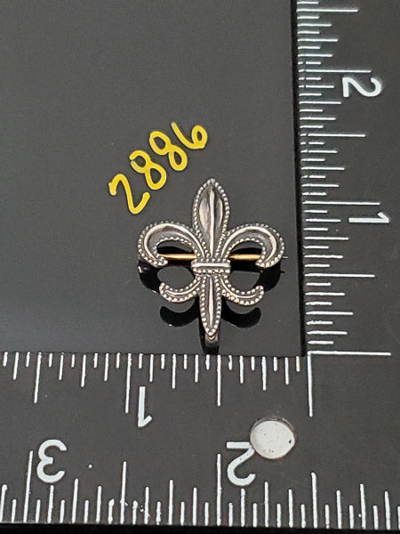 Vtg Sterling Silver Fleur de Lis Pocket Watch Hook Pin