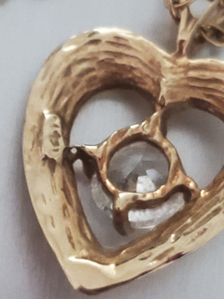 Vintage 14k Yellow Gold Heart Necklace