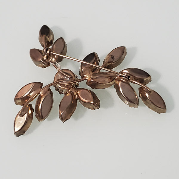 Vintage Amber Rhinestone Brooch-5594