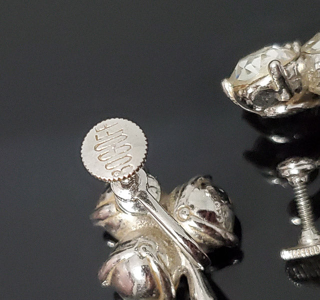 Vintage Clear Rhinestone BOGOFF Screw Back Earrings