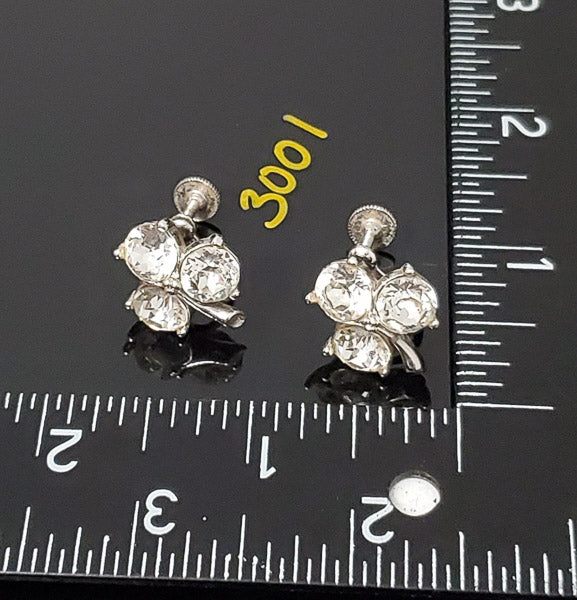 Vintage Clear Rhinestone BOGOFF Screw Back Earrings