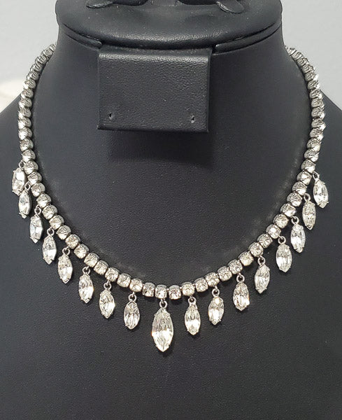 True Vintage Unsigned Rhinestone Dangle Necklace