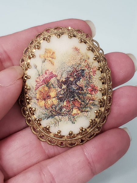 Vintage Sugar Glass Brooch-5586