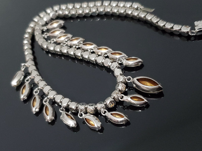 True Vintage Unsigned Rhinestone Dangle Necklace