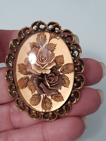 5196-Glass Rose Brooch