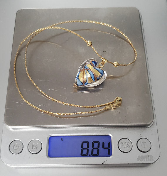 14k Gold Murano Glass Heart Necklace