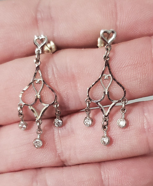 14k White Gold Chandelier Earrings
