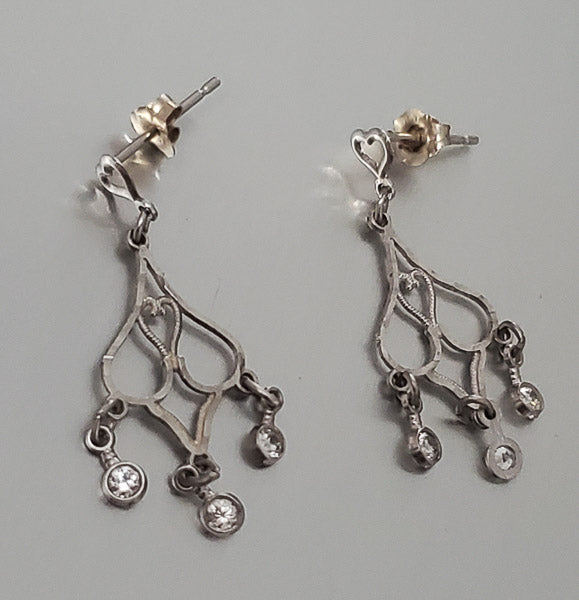 14k White Gold Chandelier Earrings