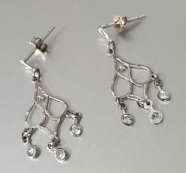 14k White Gold Chandelier Earrings