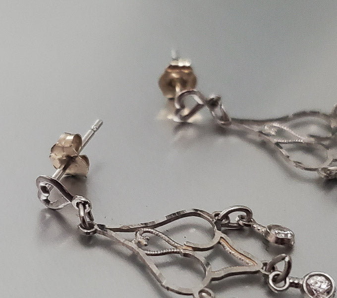 14k White Gold Chandelier Earrings