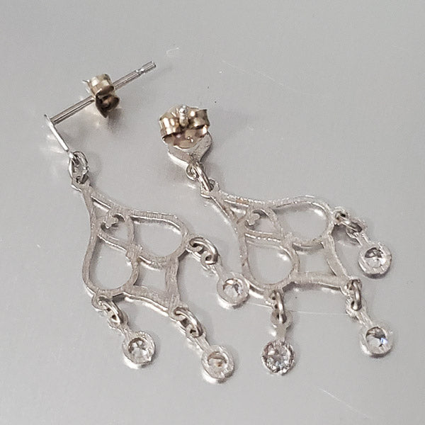 14k White Gold Chandelier Earrings
