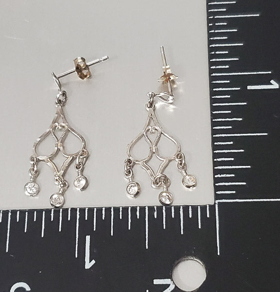 14k White Gold Chandelier Earrings