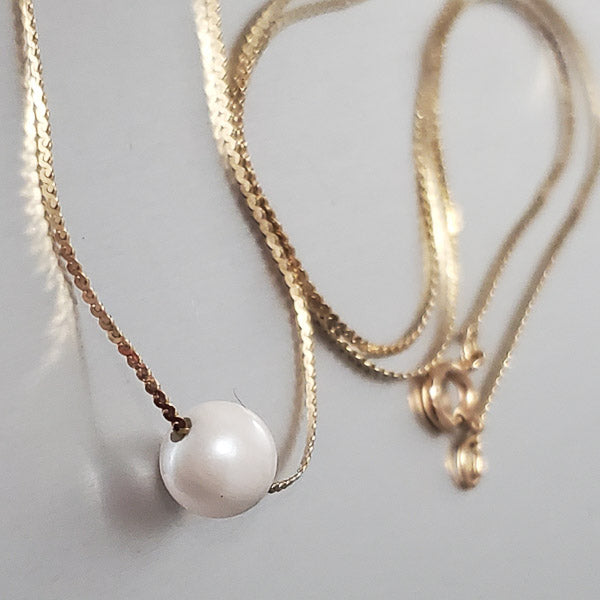 14k Gold Single Pearl Necklace