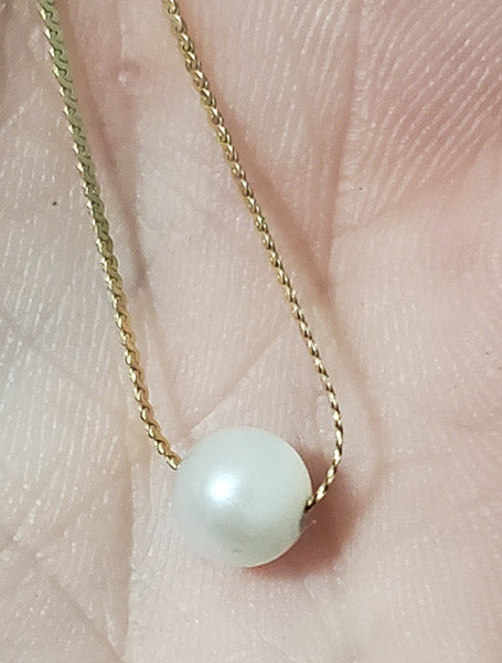14k Gold Single Pearl Necklace