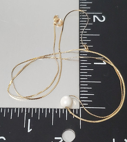 14k Gold Single Pearl Necklace
