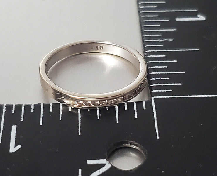 14k White Gold Diamond Ring Band sz 6.25