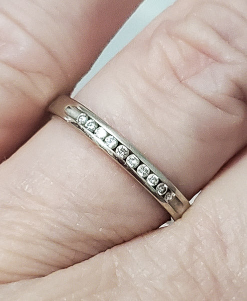 14k White Gold Diamond Ring Band sz 6.25