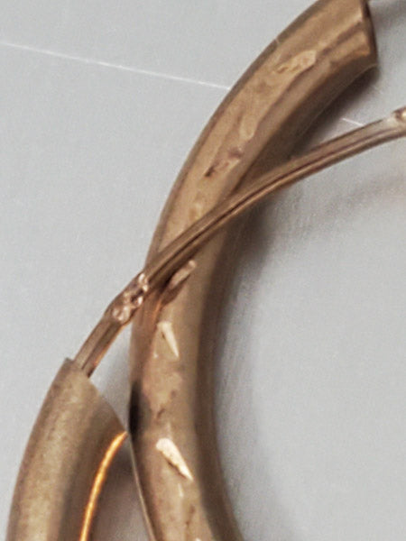 Vintage 9k Gold Diamond Etched Hoop Earrings