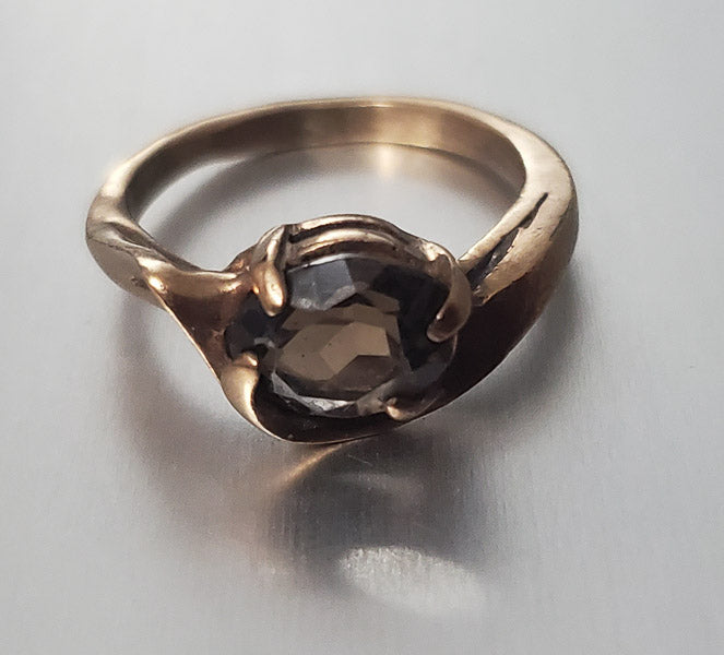 Vintage 9k Gold Smokey Quartz Ring sz 4.5