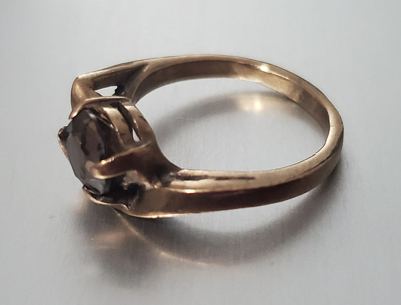 Vintage 9k Gold Smokey Quartz Ring sz 4.5
