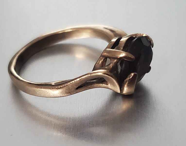 Vintage 9k Gold Smokey Quartz Ring sz 4.5