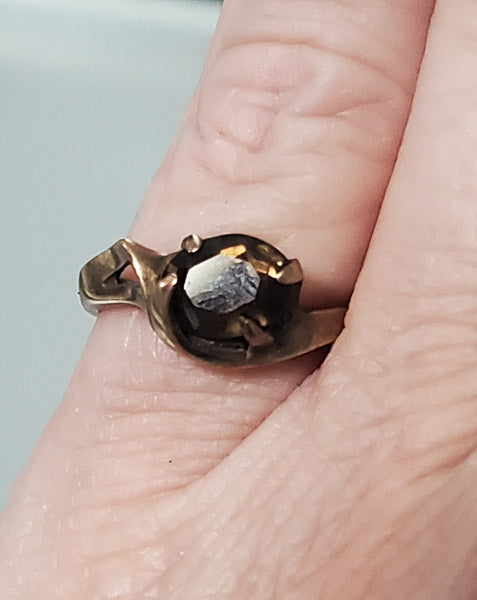 Vintage 9k Gold Smokey Quartz Ring sz 4.5