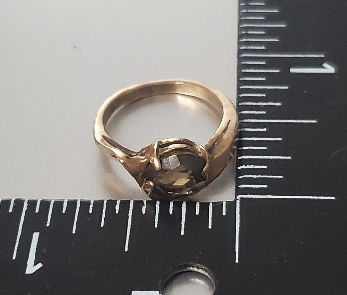 Vintage 9k Gold Smokey Quartz Ring sz 4.5