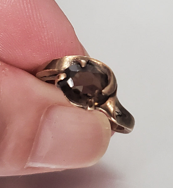 Vintage 9k Gold Smokey Quartz Ring sz 4.5