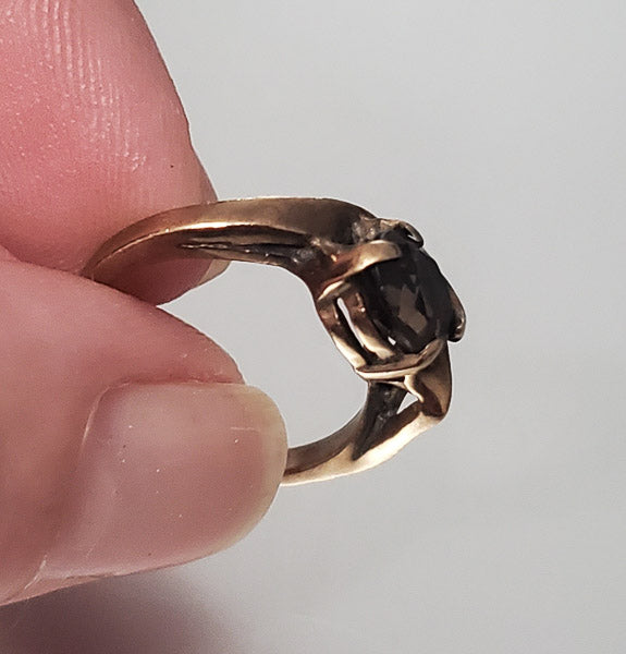 Vintage 9k Gold Smokey Quartz Ring sz 4.5
