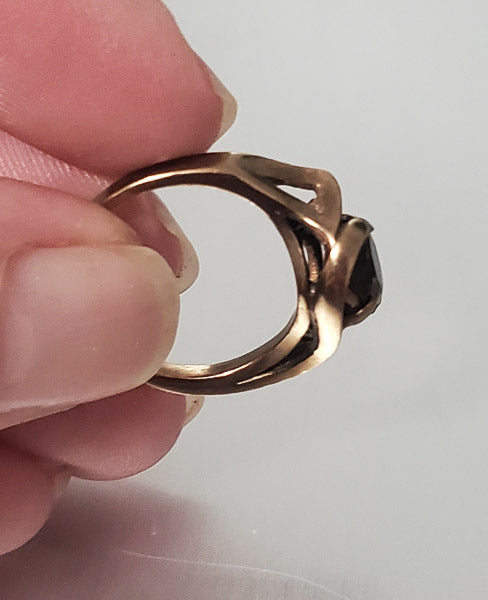 Vintage 9k Gold Smokey Quartz Ring sz 4.5