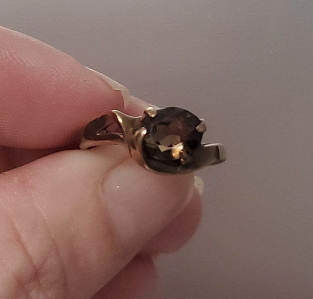 Vintage 9k Gold Smokey Quartz Ring sz 4.5