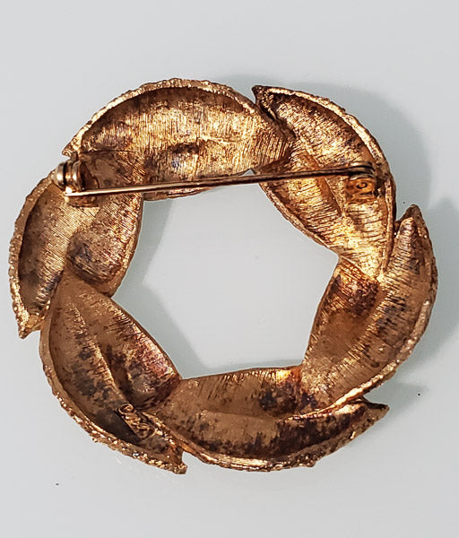 5478-Vintage Coro Gold Leaf Brooch