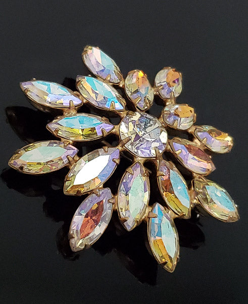 Vintage High Sparkle Aurora Borealis Rhinestone Brooch