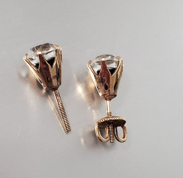 Antique 6mm Paste Stone 10k Gold Stud Earrings