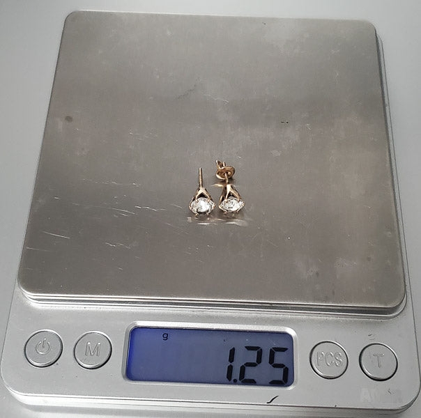 Antique 6mm Paste Stone 10k Gold Stud Earrings