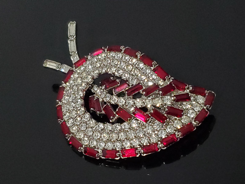 Vintage Red & Clear Tiered Rhinestone Brooch