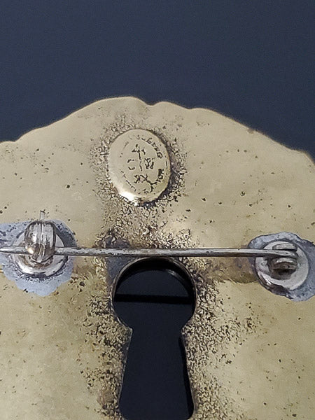 Max Rieg Colonial Williamsburg Brass Gold Tone Key Hole Brooch