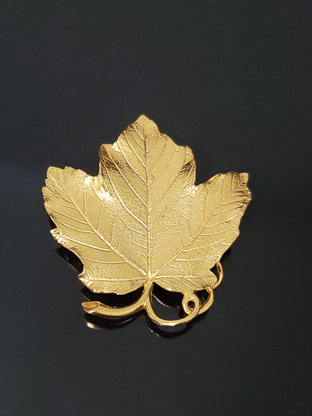 Trifari Brooch Large Leaf Gold Tone