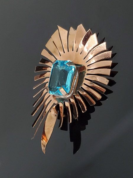 Vintage Copper Tone Art Deco Brooch