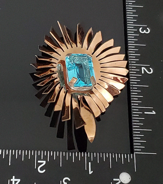 Vintage Copper Tone Art Deco Brooch