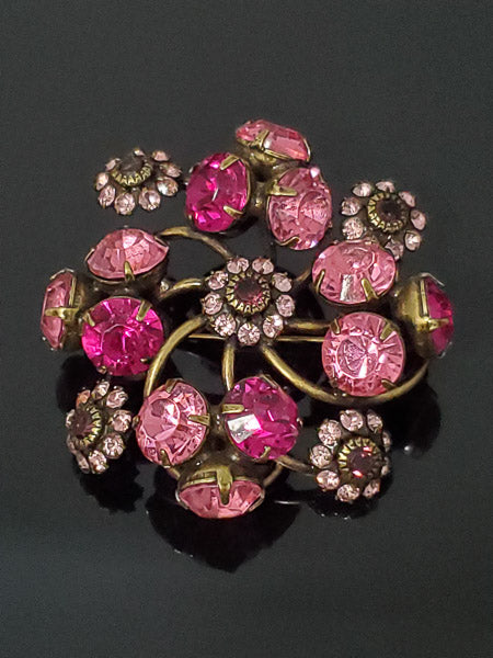 Shades of Pink Rhinestone Brooch