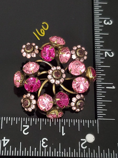 Shades of Pink Rhinestone Brooch