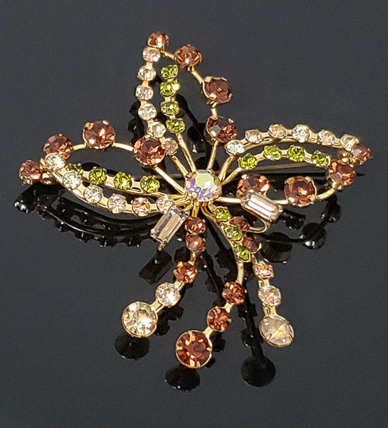 Vintage Austria Signed Large Rhinestone Brooch