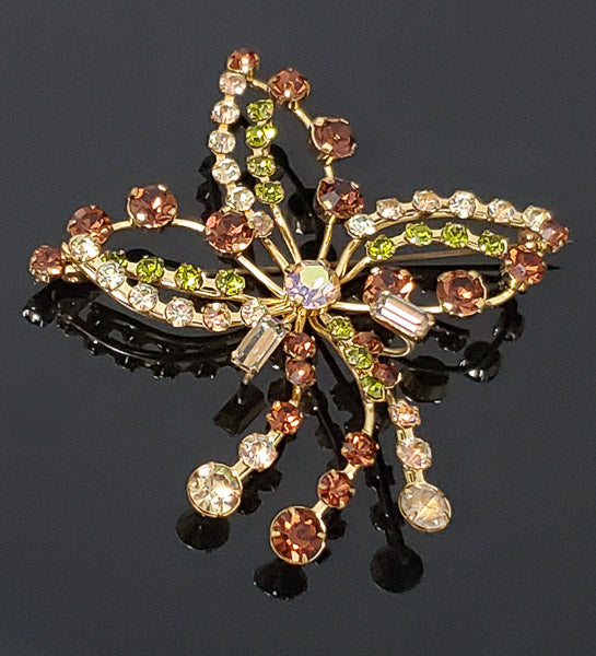 Vintage Austria Signed Large Rhinestone Brooch