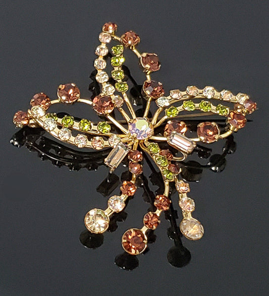 Vintage Austria Signed Large Rhinestone Brooch