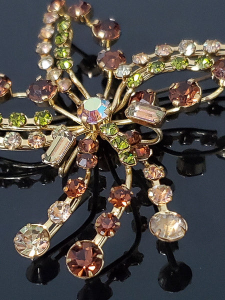 Vintage Austria Signed Large Rhinestone Brooch