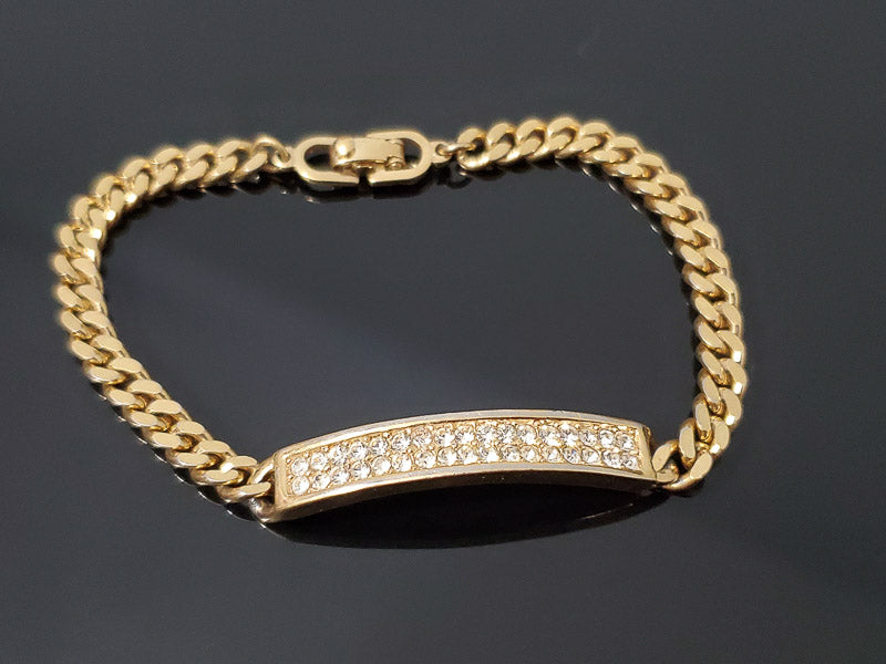 Christian Dior Gold Plated ID Bar Bracelet