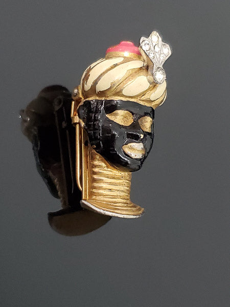 Vintage Coro Pat. Blackamoor Head Clip Brooch 1930's