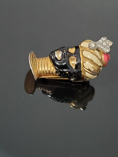 Vintage Coro Pat. Blackamoor Head Clip Brooch 1930's