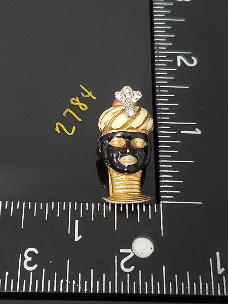 Vintage Coro Pat. Blackamoor Head Clip Brooch 1930's